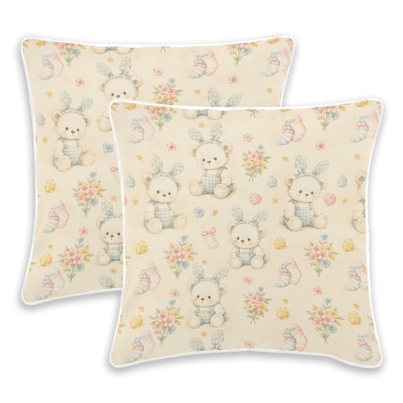 BZSMCE Bears Flowers Throw Pillow Covers Set of 2 Decorative Pillow Cases Covers for Sofa Bed Living Room