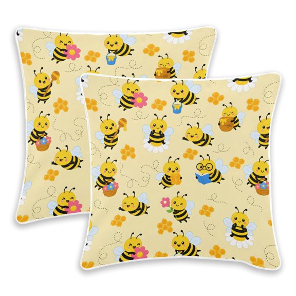BZSMCE Bee Cute Throw Pillow Covers Set of 2 Decorative Pillow Cases Covers for Sofa Bed Living Room
