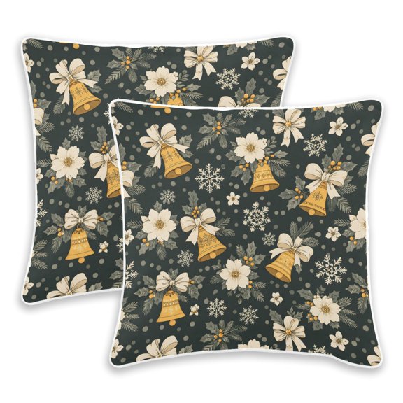BZSMCE Bell Bow Pattern Throw Pillow Covers Set of 2 Decorative Pillow Cases Covers for Sofa Bed Living Room