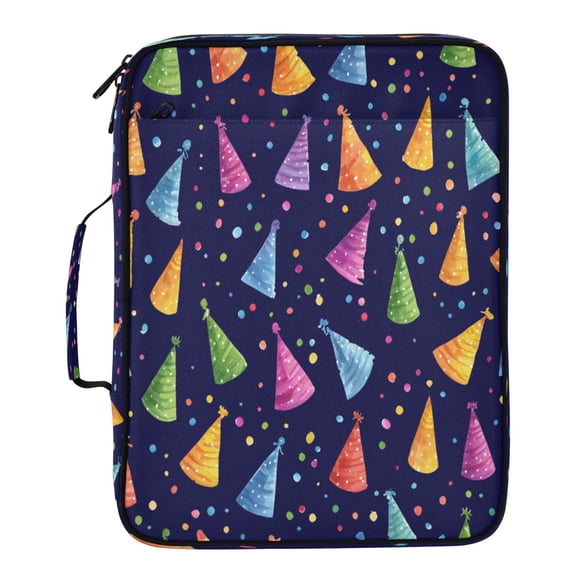 BZSMCE Birthday Hat Blue Background Pattern Pattern Water-Resistant Filing Folder Binder Organizer Keeper 1.2 Inch 3-Ring 7-Pocket Expanding File