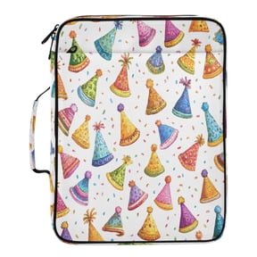 BZSMCE Birthday Hat Ribbon Pattern Pattern Water-Resistant Filing Folder Binder Organizer Keeper 1.2 Inch 3-Ring 7-Pocket Expanding File
