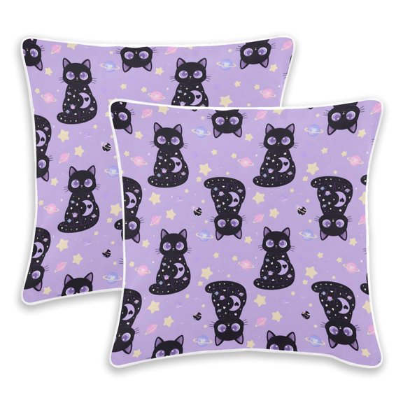 BZSMCE Black Cat Stars Heart Throw Pillow Covers Set of 2 Decorative Pillow Cases Covers for Sofa Bed Living Room