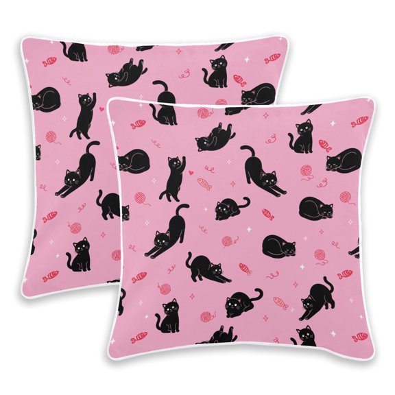 BZSMCE Black Cat Throw Pillow Covers Set of 2 Decorative Pillow Cases Covers for Sofa Bed Living Room