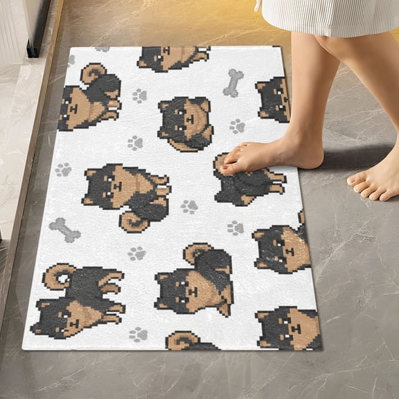 BZSMCE Black Pomeranian German Spitz Pattern 2-Piece Non-Slip Absorbent Bathroom Rug Set, Soft Bath Mat & Toilet Rug