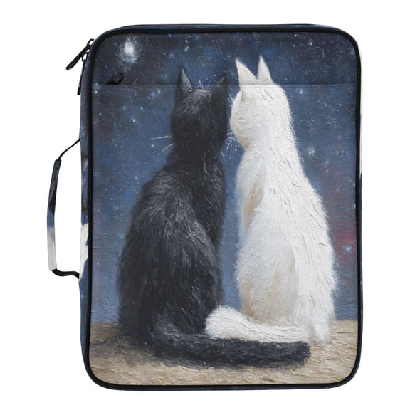 BZSMCE Black White Cat Sitting Pattern Water-Resistant Filing Folder Binder Organizer Keeper 1.2 Inch 3-Ring 7-Pocket Expanding File