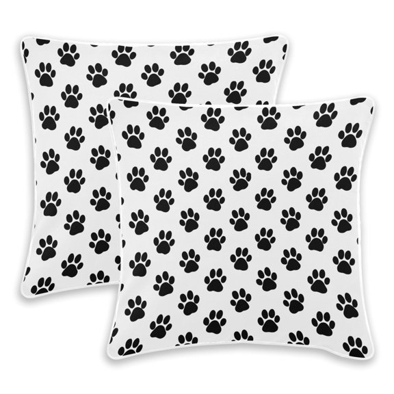 BZSMCE Black White Paw Print Throw Pillow Covers Set of 2 Decorative Pillow Cases Covers for Sofa Bed Living Room