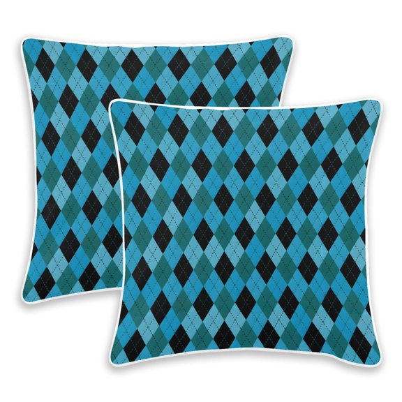 BZSMCE Blue Black Checked Throw Pillow Covers Set of 2 Decorative Pillow Cases Covers for Sofa Bed Living Room