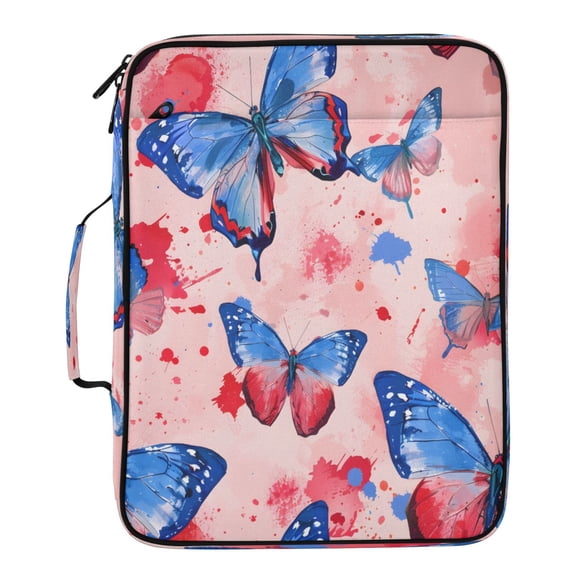 BZSMCE Blue and Red Watercolor Butterfly Pattern Pattern Water-Resistant Filing Folder Binder Organizer Keeper 1.2 Inch 3-Ring 7-Pocket Expanding File