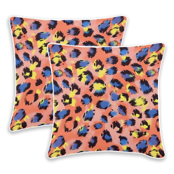 BZSMCE Blue and Yellow Watercolor Leopard Print Pattern Throw Pillow Covers Set of 2 Decorative Pillow Cases Covers for Sofa Bed Living Room
