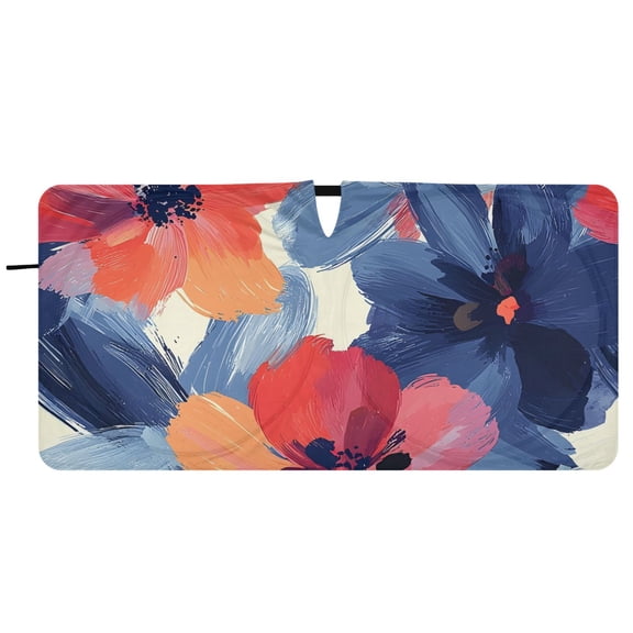 BZSMCE Bold Brush Flower Pattern Shade Foldable UV Protection for Car SUV Truck 59" x 30"/62" x 32"
