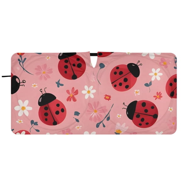 BZSMCE Bold Pink Ladybug Shade Foldable UV Protection for Car SUV Truck 59" x 30"/62" x 32"