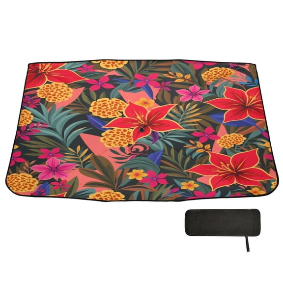 BZSMCE Bold Tropical Lily Car Windshield Foldable Sunshade Umbrella UV Protection with Storage Bag