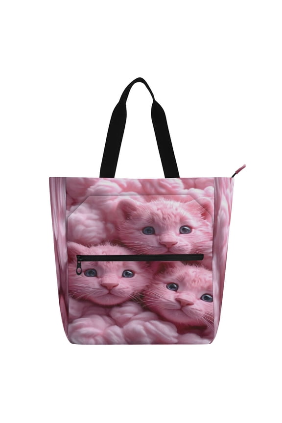 BZSMCE Book Tote Bag Casual Style Creatively Kitten Dreams in Puff Printed