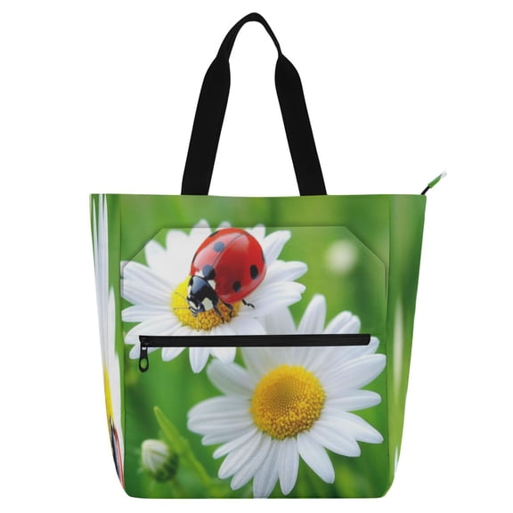 BZSMCE Book Tote Bag Casual Style Creatively Ladybug's Delight Printed