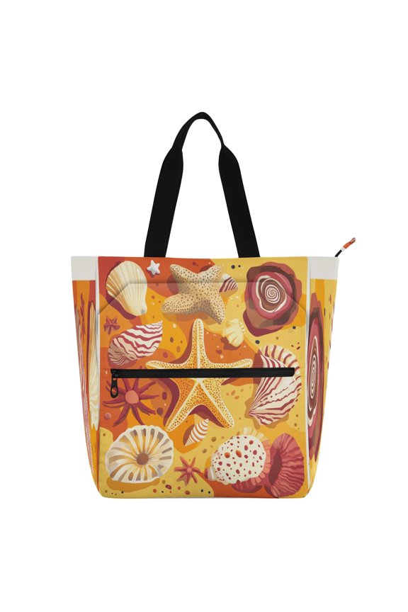 BZSMCE Book Tote Bag Casual Style Creatively Midjourney_ffyy4_seashells_starfish_and_sea_anemones_on_the_beach_in_an_or_102c4e76-2b28-4db6-9651-4 Printed