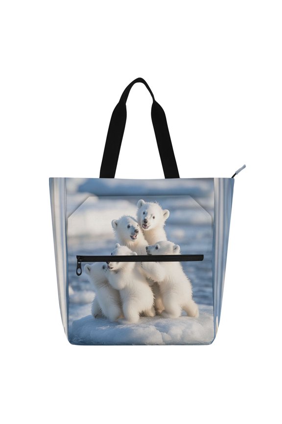 BZSMCE Book Tote Bag Casual Style Creatively Playful Polar Pals Printed