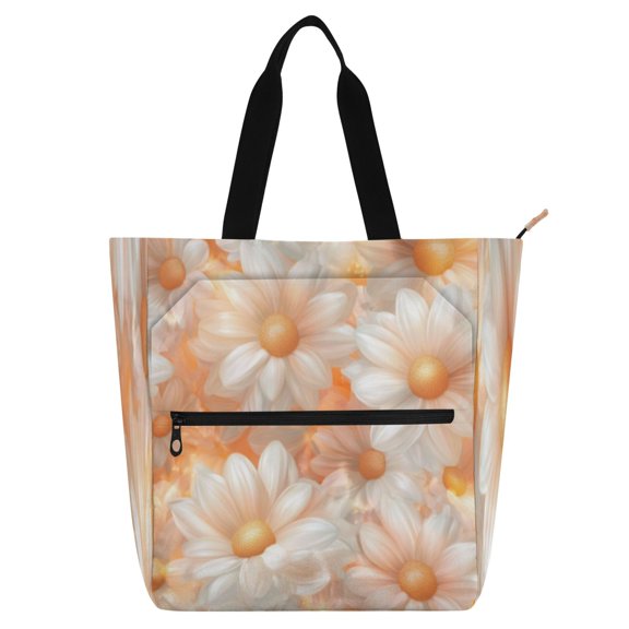 BZSMCE Book Tote Bag Casual Style Creatively Soft White Daisies with Peach Centers-fedc-4347-ae2c-62060b13a337 Printed