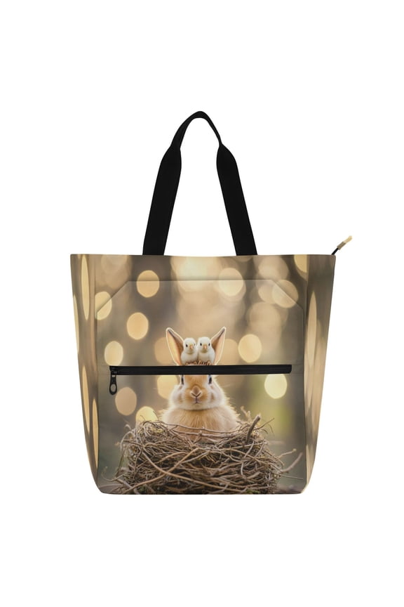 BZSMCE Book Tote Bag Casual Style Creatively Squirrel's Spring Smile Printed