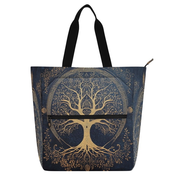 BZSMCE Book Tote Bag Casual Style Creatively Tree Of Life Mandala Printed