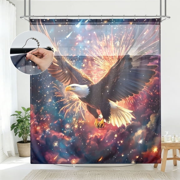 BZSMCE Brilliant Eagle Pattern Bathroom Shower Curtain Set with Hooks Waterproof Double Layer Fabric 7278 Inch
