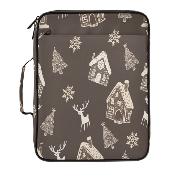 BZSMCE Brown Christmas Tree House Pattern Pattern Water-Resistant Filing Folder Binder Organizer Keeper 1.2 Inch 3-Ring 7-Pocket Expanding File