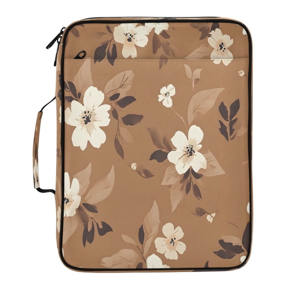 BZSMCE Brown Flower Pattern Pattern Water-Resistant Filing Folder Binder Organizer Keeper 1.2 Inch 3-Ring 7-Pocket Expanding File