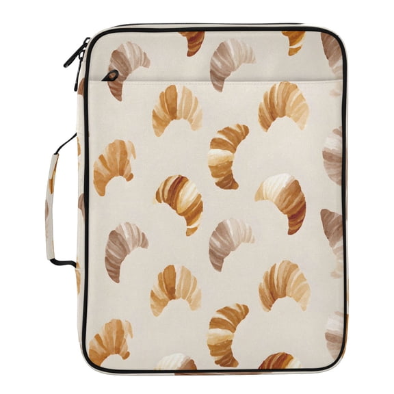 BZSMCE Brown Gray Croissant Pattern Pattern Water-Resistant Filing Folder Binder Organizer Keeper 1.2 Inch 3-Ring 7-Pocket Expanding File