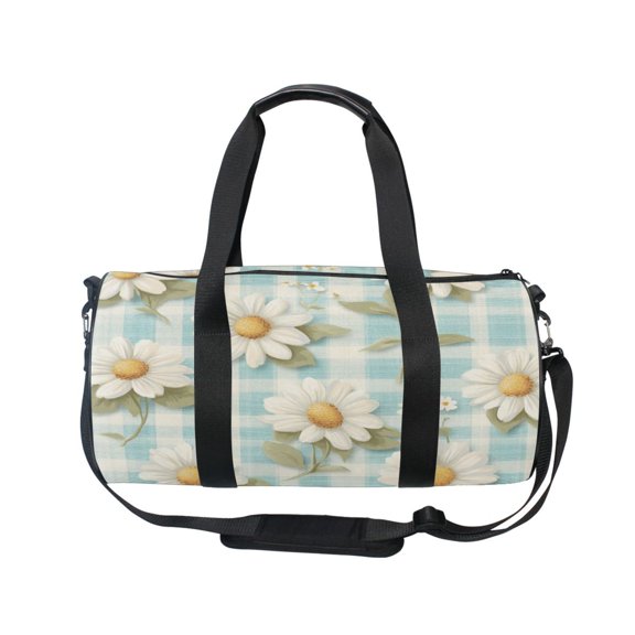 BZSMCE Bucket Sports Bag Creative Daisy Delight on Plaid Pattern Casual Simple Bag