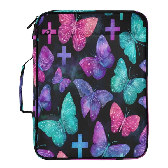 BZSMCE Butterfly Cross Pattern Pattern Water-Resistant Filing Folder Binder Organizer Keeper 1.2 Inch 3-Ring 7-Pocket Expanding File