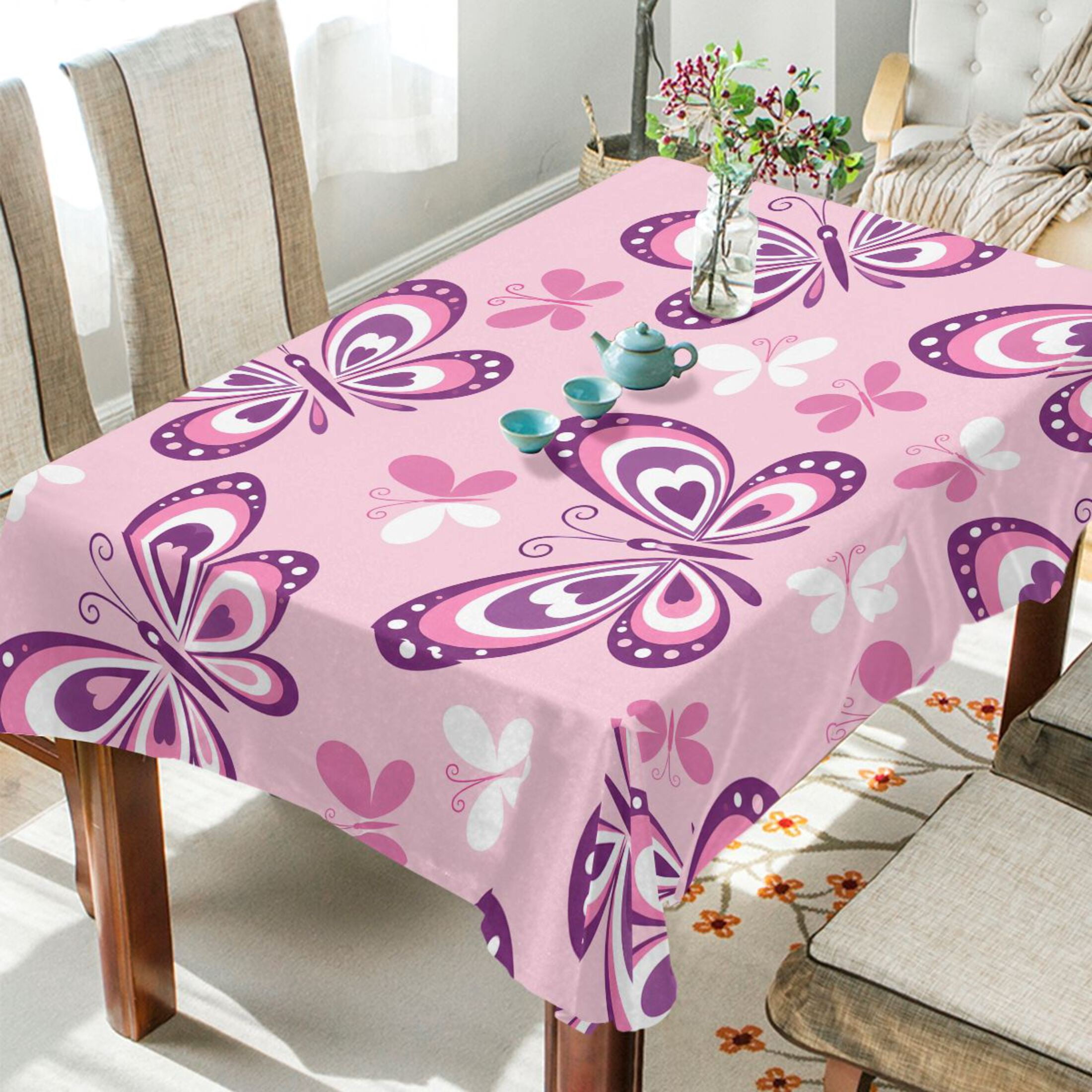 BZSMCE Butterfly Pattern_1 Print Polyester Square Table Cover,Wrinkle ...