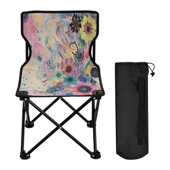 BZSMCE Camping Chairs Modern Colorful Botanical Explosion Pattern Folding chair
