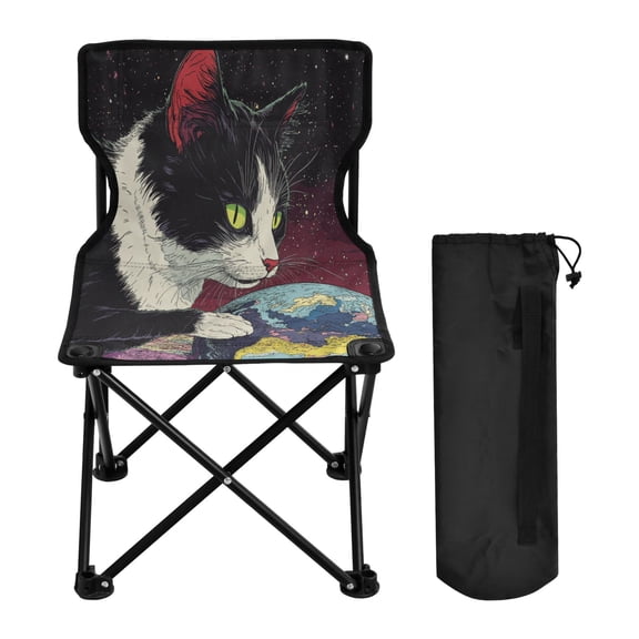 BZSMCE Camping Chairs Modern Cosmic Cat Crew Pattern Folding chair