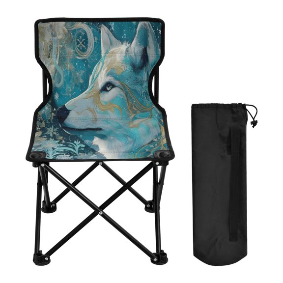 BZSMCE Camping Chairs Modern Folding chair In Aqua Wolfs Celestial Bloom Pattern