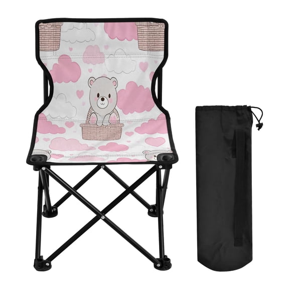 BZSMCE Camping Chairs Modern Folding chair In Blush Cloud Basket Bears Pattern