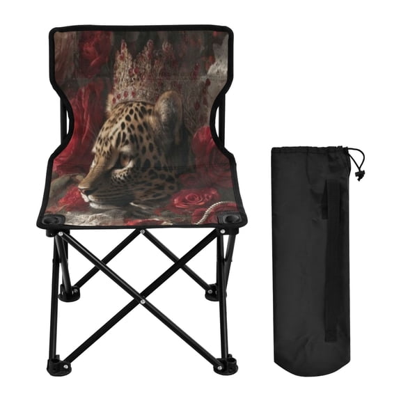 BZSMCE Camping Chairs Modern Folding chair In Crowned Leopard Roses Pattern