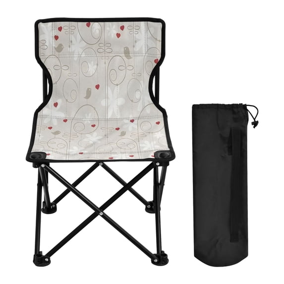 BZSMCE Camping Chairs Modern Folding chair In Flower and Red Heart Pattern