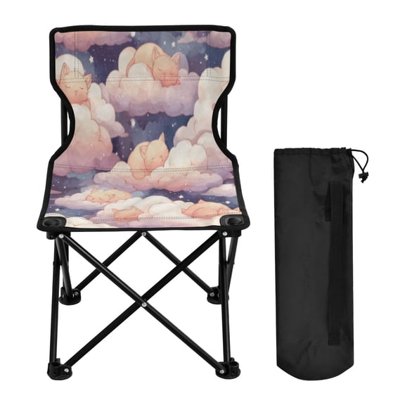 BZSMCE Camping Chairs Modern Folding chair In Pastel Cloud Cat Nap Pattern