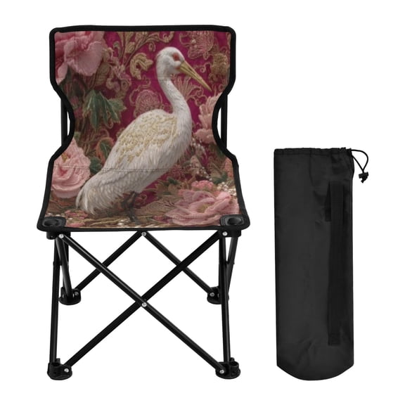 BZSMCE Camping Chairs Modern Folding chair In Pearl Floral Crane Pattern