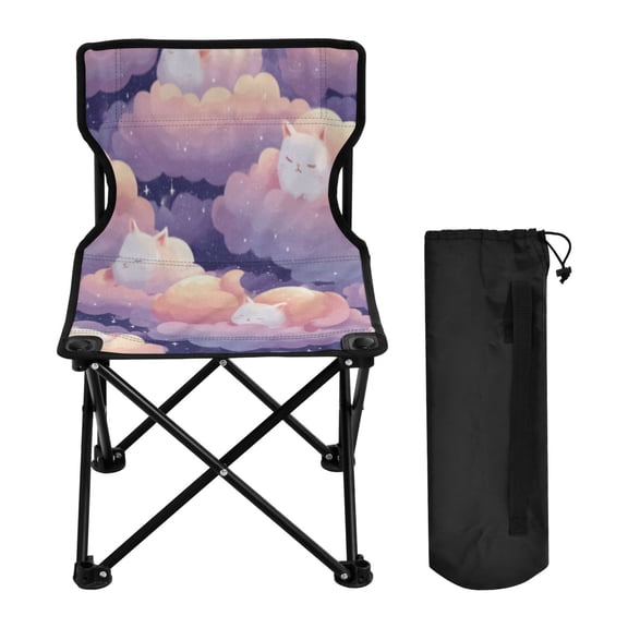 BZSMCE Camping Chairs Modern Folding chair In Purple Cloud Cat Cuddle Pattern