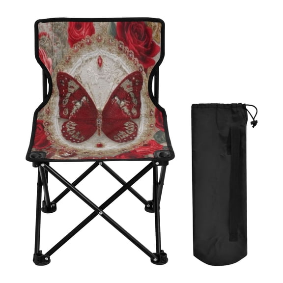 BZSMCE Camping Chairs Modern Folding chair In Ruby Butterfly Pattern