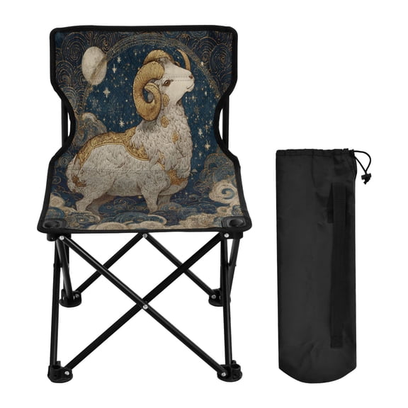 BZSMCE Camping Chairs Modern Folding chair In Stellar Ornate Ram Pattern
