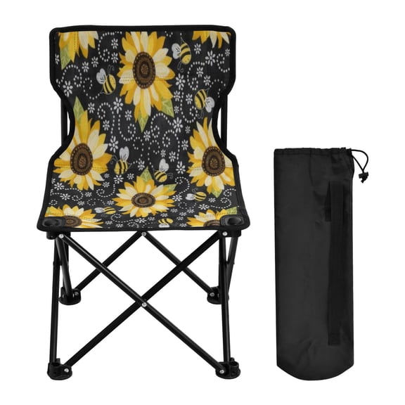 BZSMCE Camping Chairs Modern Folding chair In Sunflower Bee Noir Pattern
