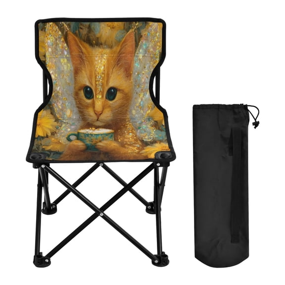 BZSMCE Camping Chairs Modern Folding chair In Sunny Tea Cat Pattern