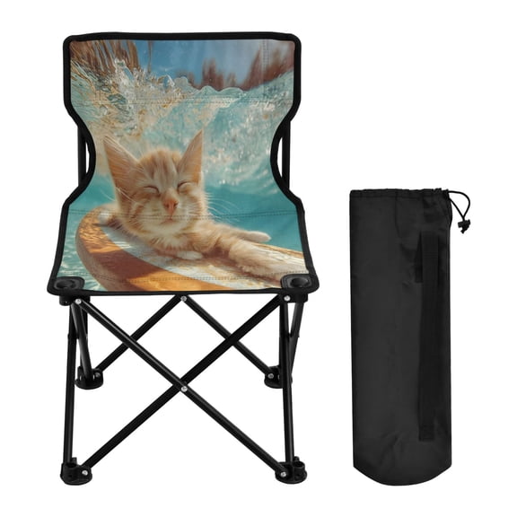 BZSMCE Camping Chairs Modern Folding chair In Underwater Surfing Kitten Pattern