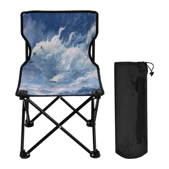 BZSMCE Camping Chairs Modern Folding chair In Wave Polar Bear Pattern