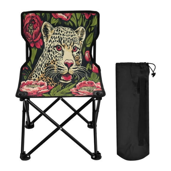 BZSMCE Camping Chairs Modern The Colorful Confident Leopard Pattern Folding chair