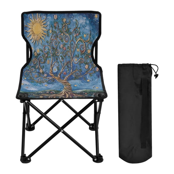 BZSMCE Camping Chairs Modern Twisted Moonlit Tree Pattern Folding chair