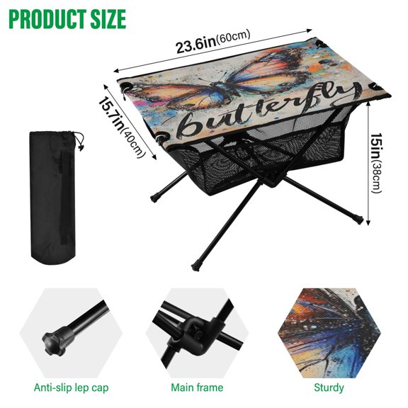 BZSMCE Camping Tables Simple Folding Table Blueberry Burst Pattern Size:23.6*15.7in