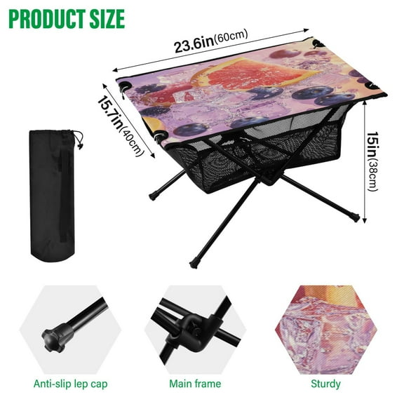 BZSMCE Camping Tables Simple Folding Table Citrus Cascade Pattern Size:23.6*15.7in