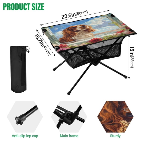 BZSMCE Camping Tables Simple Folding Table Cocker Cutie Enjoying A Soak Pattern Size:23.6*15.7in